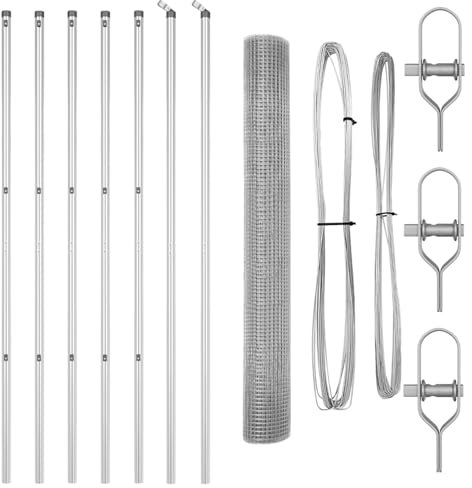 vidaXL Welded Wire Fence with 7 Posts 1.2 x 10 m Galvanised Steel Durable Industrial Design for Outdoor Fencing and Borders Set Fence Garden Panels Mesh Mounting Kit Strong Solution