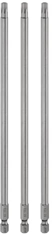 QUARKZMAN 3pcs TT30 Punta De Destornillador De Seguridad Agujero 200mm L | Torx Agujero 8 Largo Vástago Hexagonal 1/4 Magnético A Prueba De Manipulación Punta De Estrella De 6 Puntas