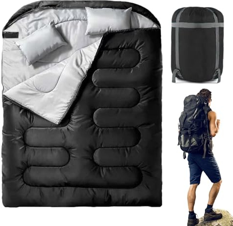Schlafsack – Doppelschlafsack für Erwachsene, Matratzenauflage für Camping, Winter, Sommer, Wandern, Sport, Outdoor, Reisen, für Frauen und Männer
