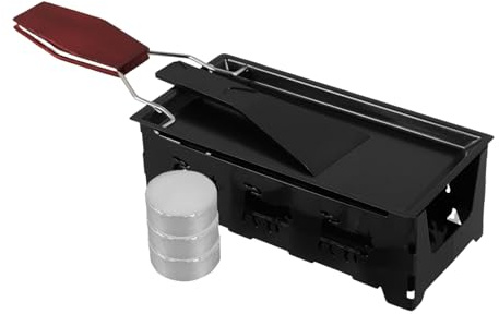 Zerodeko Nonstick Mini Folding Grill Pan with Wooden Handle and Candles Cheese Melting Plate for Outdoor Raclette Versatile Baking Tray for Butter and Food Easy Clean Cooking Kit
