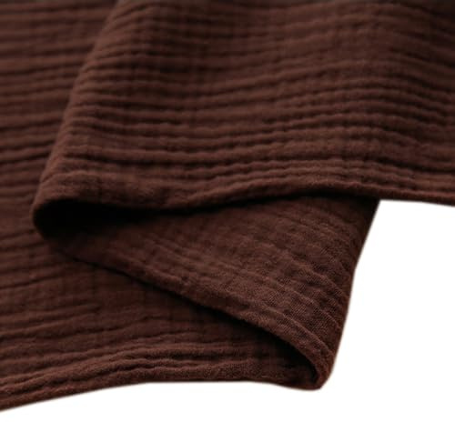 200cm x 135cm Musselin Stoff zum Nähen, Musselinstoff Meterware,Musselin Baumwollstoff Meterware Stoff Double Gauze Stoff Baumwolle Dekostoff Nähstoff für Patchwork Sewing Kostüm Dekorieren,Braun