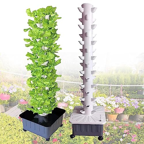 Hydroponic Tower Odlingssystem Hydroponiskt odlingssystem inomhus Vertikalt Grow Tower 15 lager 45 växtplatser med pump och flyttbar vattentank