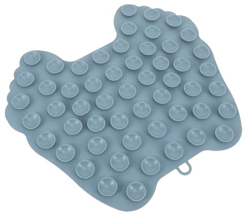 FOYTOKI Silicone Foot Scrubber and Massage Pad Gray Non-Slip Shower Foot Cleaner with Back Brush and Relaxation in Bathroom