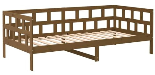 Mhdvray Tagesbett 80x200 Kiefer massiv Honigbraun Schlafsofa mit Lattenrost rustikaler Landhaus Look Robustes Einzelbett Gästezimmer Jugendzimmer Wohnbereich