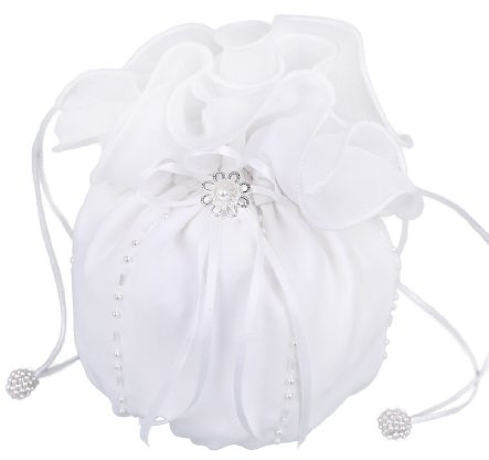 Flora mousseline de soie Fille Sac de Communion/Pochette de demoiselle d'honneur de mariée, perles (Blanc)