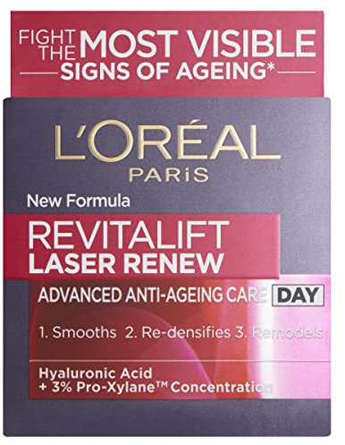 L’Oréal Paris Laser Renew Triple Action Anti-Ageing, Skin Retightening Day Cream, Visibly Reduce Wrinkles & Fine Lines; Moisturises, Firms & Brightens Skin; Retinol, Hyaluronic Acid & Vitamin C, 50ml