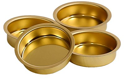 Portavelas latón 40 mm Plano – Té luz Boquilla para estándar velas de té, metal, plata, 4 unidades