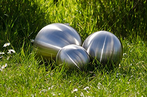 Köhko Sfera Decorativa 3er-Set lucidata in Acciaio Inossidabile di Alta qualitá, Sfera da Giardino ø 12-18-24 CM