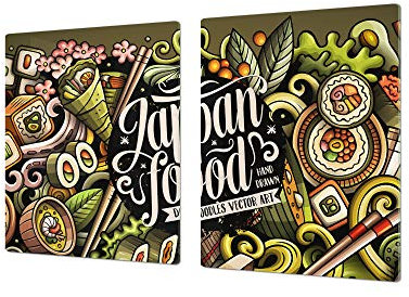 Big Kitchen Board & Induction Cooktop Cover – Glass Pastry Board – Single: 80 x 52 cm (31,5” x 20,47”); Double: 40 x 52 cm (15,75” x 20,47”); Food Series DD16