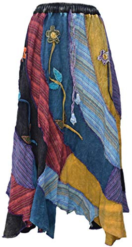 Gheri Da Donna Patchwork Zingara Stampato Fiore Ricamo Hippy Gonna B