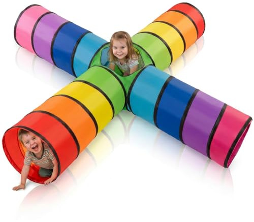 NUBUNI Kinder Tunnel XXL | Krabbeltunnel | Parcour Outdoor Indoor | Baby Klettern Ab 1 Jahr | Agility Wippe | Kriechtunnel | Spieltunnel | Höhle