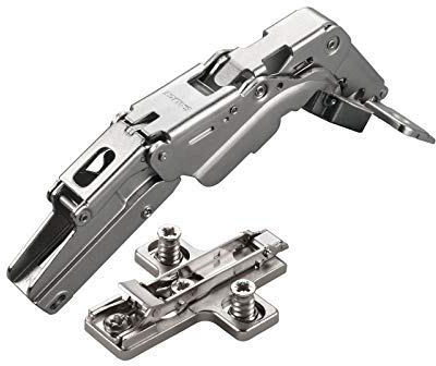 2 x Salice Topfband 155° Serie 200 Bohrbild T45 Mittelanschlag inkl. Kreuz-Montageplatte Höhe 6 mm mit vormontierten Euroschrauben und Exzenterverstellung Möbelscharnier von SO-TECH®