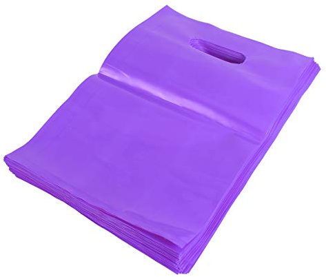 iplusmile 100 Stück Plastik Einkaufstüten, 30 × 20 cm Plastiktüten Tragetaschen Wiederverwendbare Und Haltbare Tragetaschen für Geschenke, Hemd Shop, Lebensmittel, Verkaufstüten, Lila