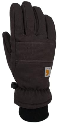Carhartt Men's Insulated Duck/Synthetic Leather Knit Cuff Glove Cold Weather, Black, Medium
