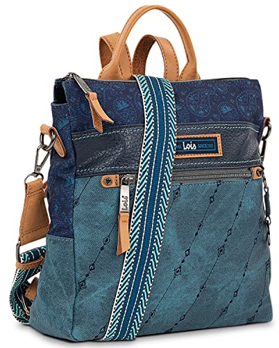 Lois - Cityrucksack Damen Klein Elegant Rucksack Damen Schwarz Alltag Modern, Kleiner Rucksack Damen für Büro Reise City Kollektion., Blau