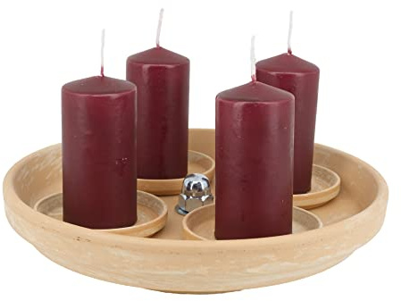 Advent Schale, Adventskranz, Adventsdeko für Winter/Weihnachten im Dekotrend aus Ton/Terrakotta - HORNET-PRODUCTS Die Teelichtofen - Manufaktur (Marbled, Bordeaux)