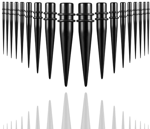 Huacan Dehnstäbe 1-10mm Silikon Tunnel Set 3mm 4mm 5mm 6mm 8mm 10mm 12mm 14mm 16mm 18mm 20mm Tunnels Acryl Dehnset 40 Stück Ohr Plug Expander für Frauen Damen Herren