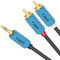 J&D RCA Audio Cable, 3.5mm Male to 2 RCA Phono Male Stereo Audio Adapter Aux Cable with Heavy Duty Aluminum Alloy Shell Gold-Plated Pulg for Amplifiers/Mixers/Audio Recorders, 1.8 Meter