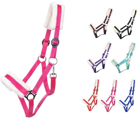 NETPROSHOP Solides Pferdehalfter gepolstert und verstellbar Gr. Mini Shetty bis Full u Kaltblut, Groesse:Shetty, Farbe:Pink