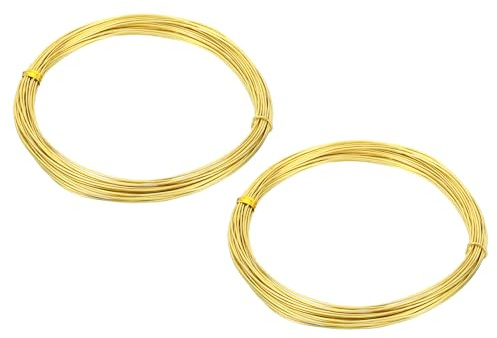 PATIKIL Alambre de Latón Semiduro, 2 Piezas de Calibre 20/0,8 mm de Diámetro, Carrete de 10 M/32,8 Pies de Alambre Puro para Hacer Joyas, Bisutería y Plantas de Jardín