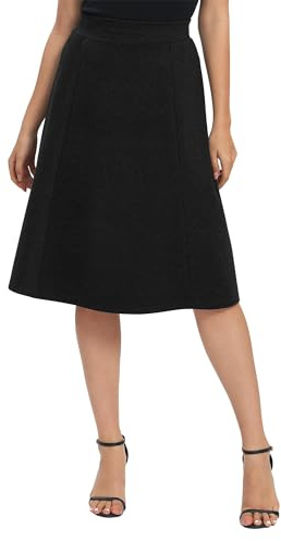 Urban Coco Jupe évasée Taille Haute élastique pour Femme Longueur Genou Longueur Genou, Noir, Taille L