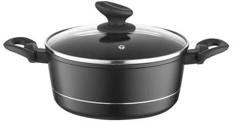 FLORINA Faitout Aluminium (2,1 l) I Diamètre de 20 cm I Marmite avec Couvercle en Verre DELUX I Casserole avec Fond à Induction I Faitout pour Induction, Marmite tous Feux I Revêtement Antiadhésif