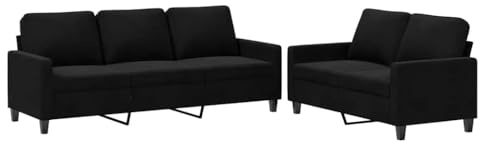 vidaXL Ensemble de Canapés avec Coussins 2 pcs, Canapés avec Accoudoirs, Ensemble de Meubles, Mobilier de Salon, Moderne, Noir Velours