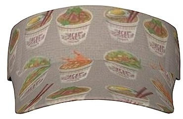 CZDBNLHF Chapeau de soleil imprimé coquetier nouilles ramen – Design imprimé complet, élégant et polyvalent, Noir , taille unique