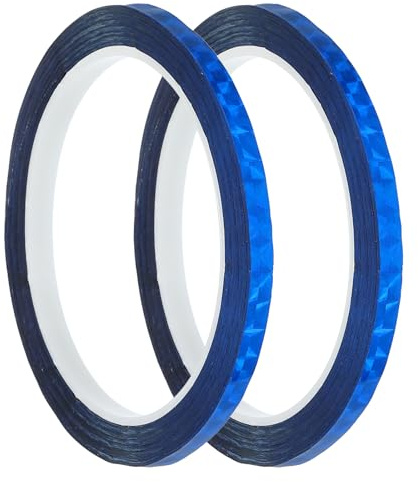 PATIKIL Cinta Prisma de 0,24 Pulgadas x 55 Yardas, Paquete de 2 Autoadhesivos Reflectantes Metalizados Holográficos para Decoración de Pared, Color Azul