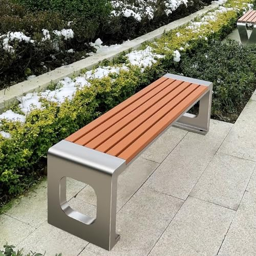 HXYhydrypd Outdoor-Bank, Gartenbank, Sitzbank mit Lattensitz, Edelstahl und Kunststoff-Holzmaterial, Multifunktionale Lounge Möbel Outdoor for Park, Garten, Terrasse und Lounge (Size : 150cm/59in)