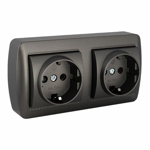 Solera Base de Enchufe Mural 2p+t Grafito 16 A 250 V Doble