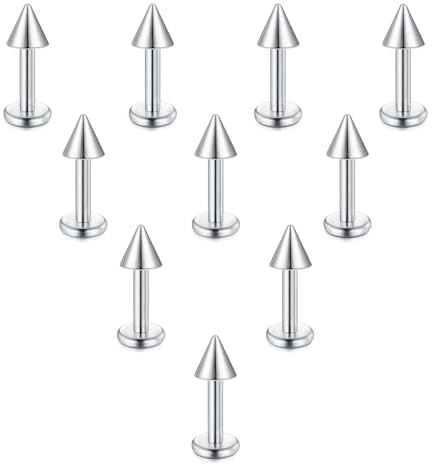 Briana Williams 10pcs Stainless Steel 6mm Lip Labret Stud Tragus Helix Cartilage Bar Stud Piercing Jewelry Flat back earrings