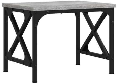 Makastle Kleiner Druckertisch Druckerständer aus Holzwerkstoff & Metall, Multifunktional Aufbewahrungsregal Druckerhalter Bürocontainer für Büro Arbeitszimmer, Grau Sonoma 40x30x31 cm