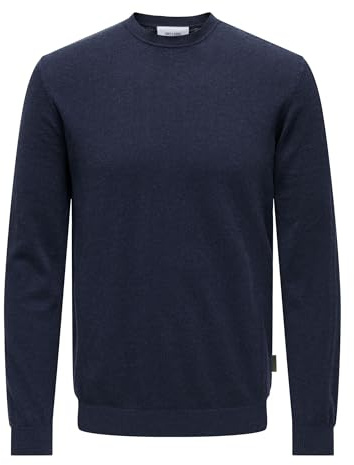 Only & Sons stickad tröja för män ONSLOUI tröja, klänning blues, XL