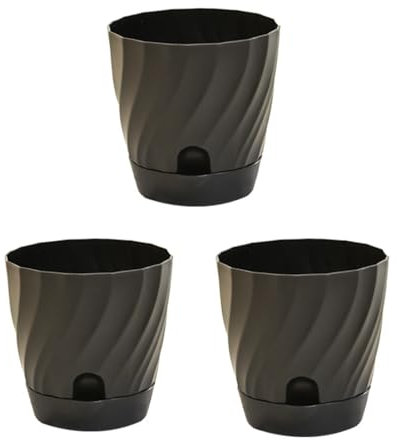 Aeetial 6Inch Self-Watering Planter Pots for Indoor - 3Pack Colorful Plastic Flower Pots for Indoor Outdoor Plants Garden Pots with Deep Reservoir (Black)