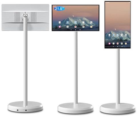 TV Portatile Mobile Da 21,5inch, Monitor Intelligente 6+64G Con Touch Screen, 2 Altoparlanti Integrati, Android 12, Funzionamento a Batteria Con Durata Di 10 Ore, Schermo Ruotabile Con Webcam Da 8MP