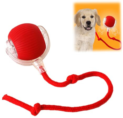 Donubiiu Magic Ball, Interaktiver Spielball, Magic Ball Hund, Elektrisch Interaktiver Hundespielzeug Kauzauberball mit Schwanz, für Katzen und Hunde (Rot)