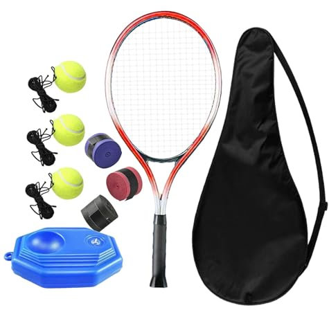 F Fityle Tennistrainer -Ball Selbstübung Einzelspieler Indoor Outdoor Übung Solotraining Rebutting Ball Tennis für Park, 3 Bälle 3 Handkleber