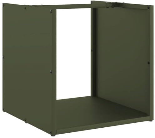 vidaXL Firewood Rack/Log Holder - Olive Green Cold-rolled Steel 40x40x40cm - Outdoor/Indoor Use