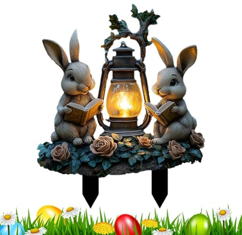 jamgeery Osterhasen Gartenstecker 2D Acryl Hases Osterdekoration Frühlingsdeko Ostern Hasens Gartendekoration Für Garten Terrasse Balkon