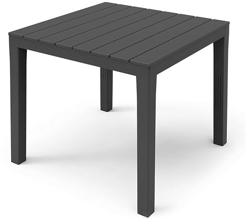 Spetebo Kunststoff Gartentisch quadratisch anthrazit - 78 x 78 cm | Campingtisch, Balkon Terrasse, Balkontisch Terrassentisch, Outdoor Garten, wetterfest