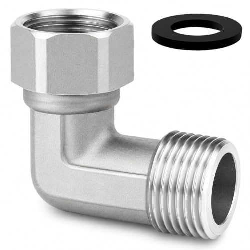 QZKJQDD Shower Hose Connector, 90 Degree Elbow 2 Ends Flexible Movable Connector, 1/2 Female and Male, Angled Valve Pipe Fitting Elbow (1 Pcs)