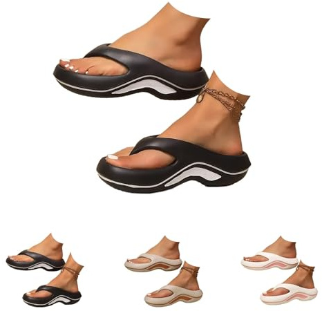 Arch Support Flip Flops for Women Plantar Fasciitis Orthopedic Sandals for Women Arch Support Walking Sandals Platform Recovery Flipflops Pillow Soft Summer Beach Shoes Non-Slip Comfort Lightweight