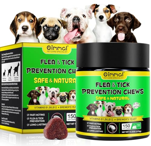Masticabili Per La Prevenzione Di Pulci E Zecche Per Cani - 150 Snack Compresse Morbide -Repellente per pulci - Formula Orale per Pelle e Pelo,Protezione Contro I Parassiti