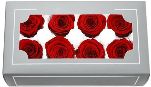 DorphyRoses 8 Stück Premium Rosenblüten (4-5 cm) Natürliche Echte Rosen - Für Home Deko, Hochzeit, Feier & DIY Basteln - 2-3 Jahre Haltbar (Vermilion)