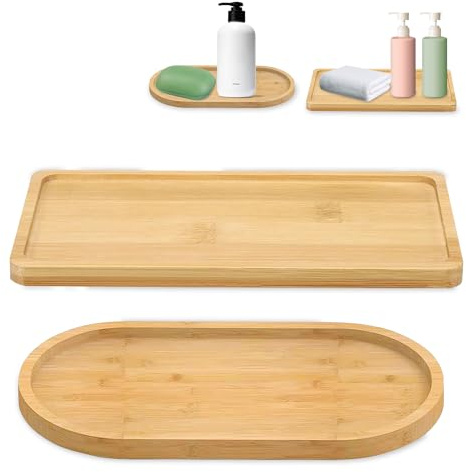 Portasapone in bambù, organizer per piano di lavoro del bagno per lavabo da bagno, dispenser per piatti in legno, anello per gioielli, cosmetici da cucina