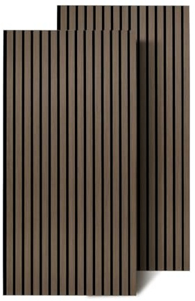 Eikuavons Akustikpaneele, Wandverkleidung, Innenwanddekoration, 2 Stück 120x60cm, 2,1cm dick, Wandpaneele aus Holzfunier und Filz, Holzpaneele Walnuss, für die Dekoration verschiedener Innenwände