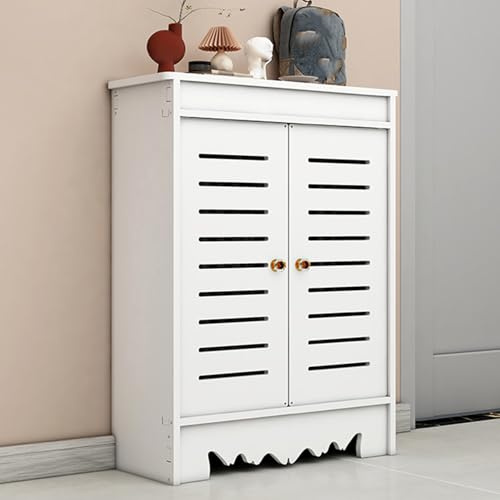 Cache Radiateur Ajustable Tablette de Radiateur Grille à Persiennes en Bois avec 2 Portes pour Salle de Bain Salon Cuisine(90x70x25cm/35x28x10in)