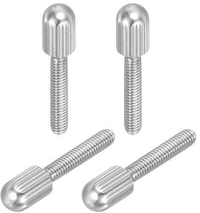 sourcing map 4 Pcs Small Knurled Thumb Screws, M4 x 20mm 304 Stainless Steel Male Flat Head Thread Knurled Thumbscrews Bolts Fasteners for Lighting Household, Electronic, Machine (Silver)
