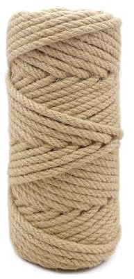 Spago Per Decorazioni Spago di iuta da 6 mm, corda spessa e resistente a 4 strati, canapa for tiragraffi for gatti, fai te, artigianato, giardinaggio(50m length)